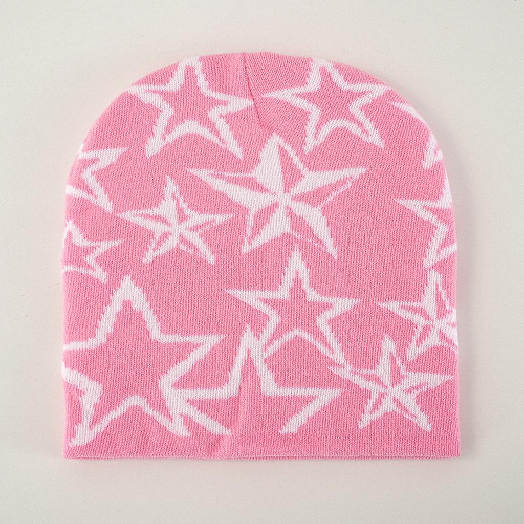 Beliebte Strickmützen für Damen und Herren, Sternenprint, Hip-Hop, coole elastische Mützen ohne Schirm, Streetwear, Bergsteigen, Reisen