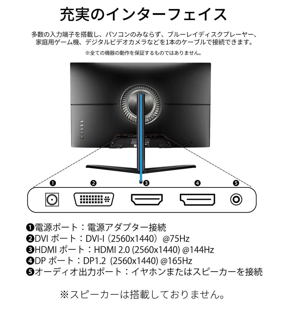 JAPANNEXT Inch Gaming Monitor 165hz Compatible WQHD HDMI DP 23.8 JN-238GT165WQHDR DVI-I