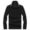 Men's Spring Autumn Contrast Striped Collar Long Sleeve Polo Shirt All Match Wrinkle Resistant Durable Commuter Top