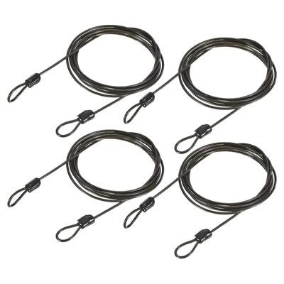 M METERXITY 4pcs Safety Cable Plastic Coated Steel Locking Rope for Outdoor Bicycle Travel (2.5mmx2m Black)