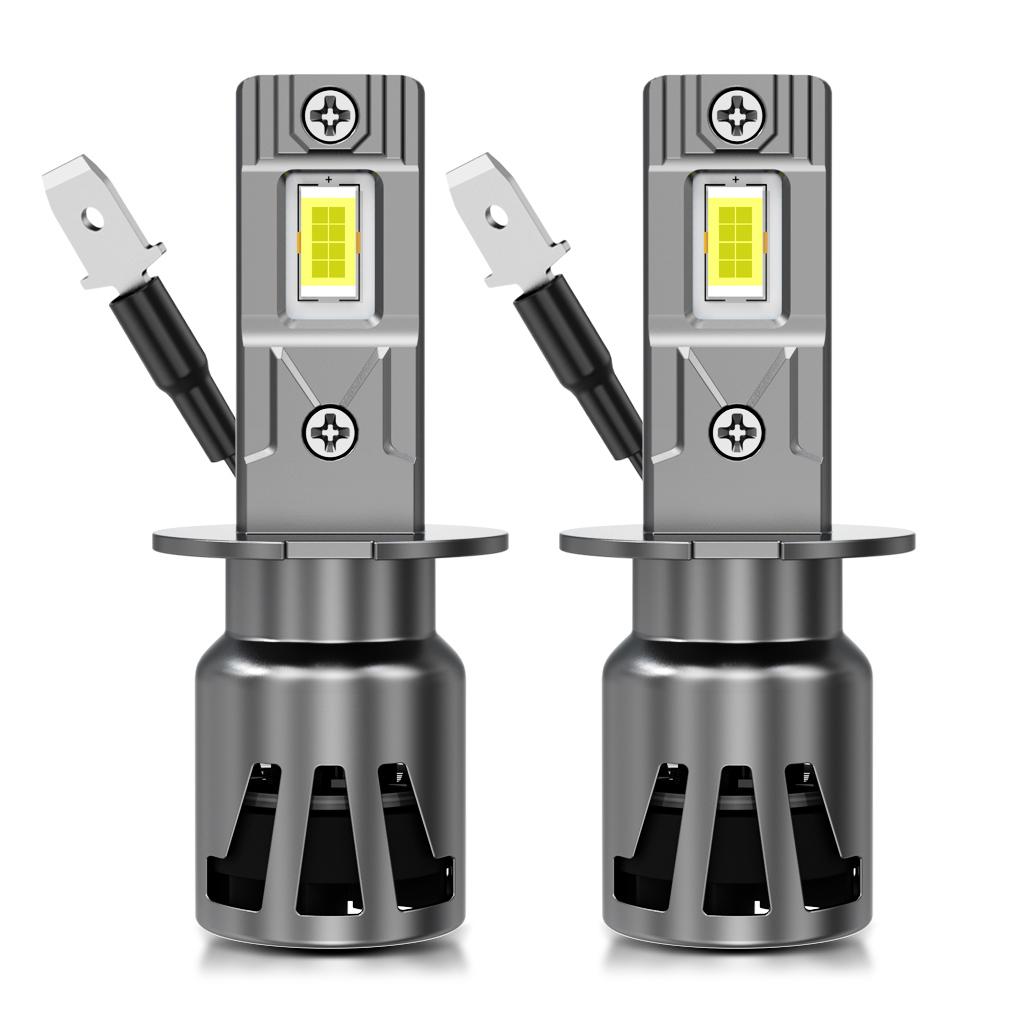 2 stk H1 H3 LED-frontlyspærer Turbolamper Mini 20000LM 50W 16 Kjerne CSP-brikker Supersterke Bil Tåkelys 12V 6500K Hvit Bil Frontlykt