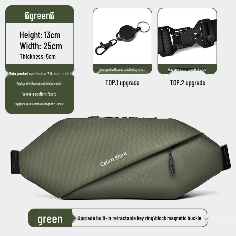 Мужская легкая нагрудная сумка кроссбоди: Большая вместимость, Водонепроницаемый, Спортивный повседневный дизайн, Набедренная сумка для мобильного телефона