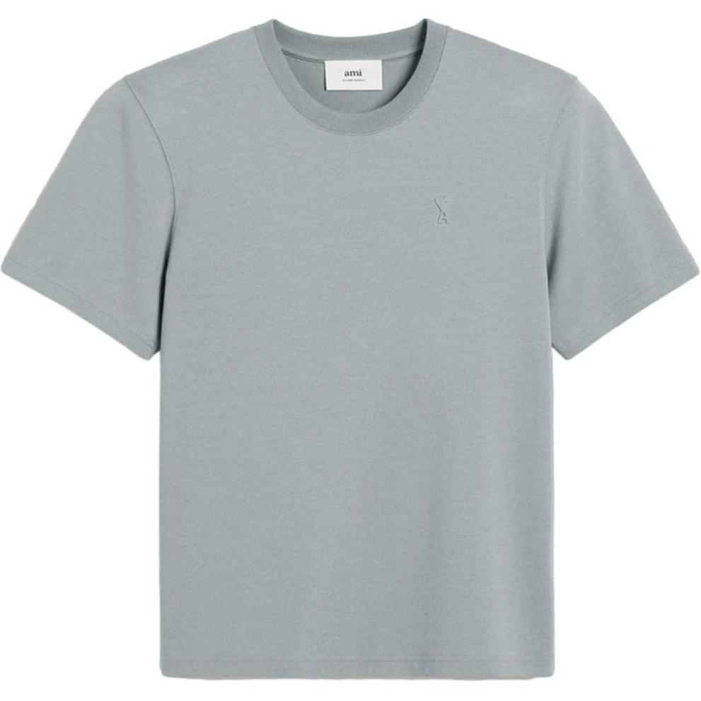 AMIPARIS Ss25 Jednokolorowa Trójwymiarowa Koszulka Bawełniana Okrągły Dekolt Krótki Rękaw T-shirt Unisex Niebieski UTS027726-BLUE