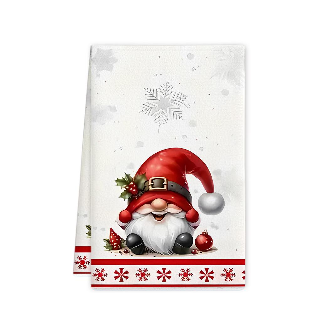 2Pcs Christmas hand towel Christmas plaid print towel Kitchen decorations 45 * 66 Dishcloth Cleaning rag
