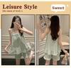 2026 Summer Woven Cloud Cotton Pajama Set with Chest Pads - Women’s Sweet Princess Cami Home Wear