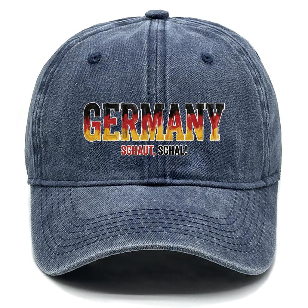 Baseball Hat With "GERMANY" "SCHAUT, SCHAL" Flag Printed , Adjustable Sun Hat Sporting Fashion Raw Brim Cozy Dad Hat