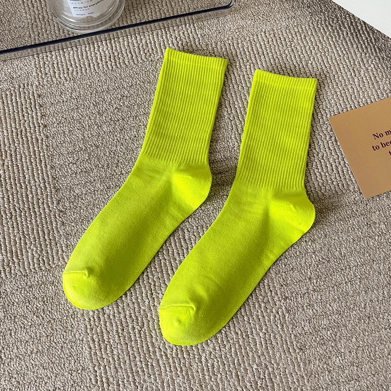 Women's Trendy Candy Color Thin Mid-Calf Socks - Colorful Japanese Style Summer Pile Socks