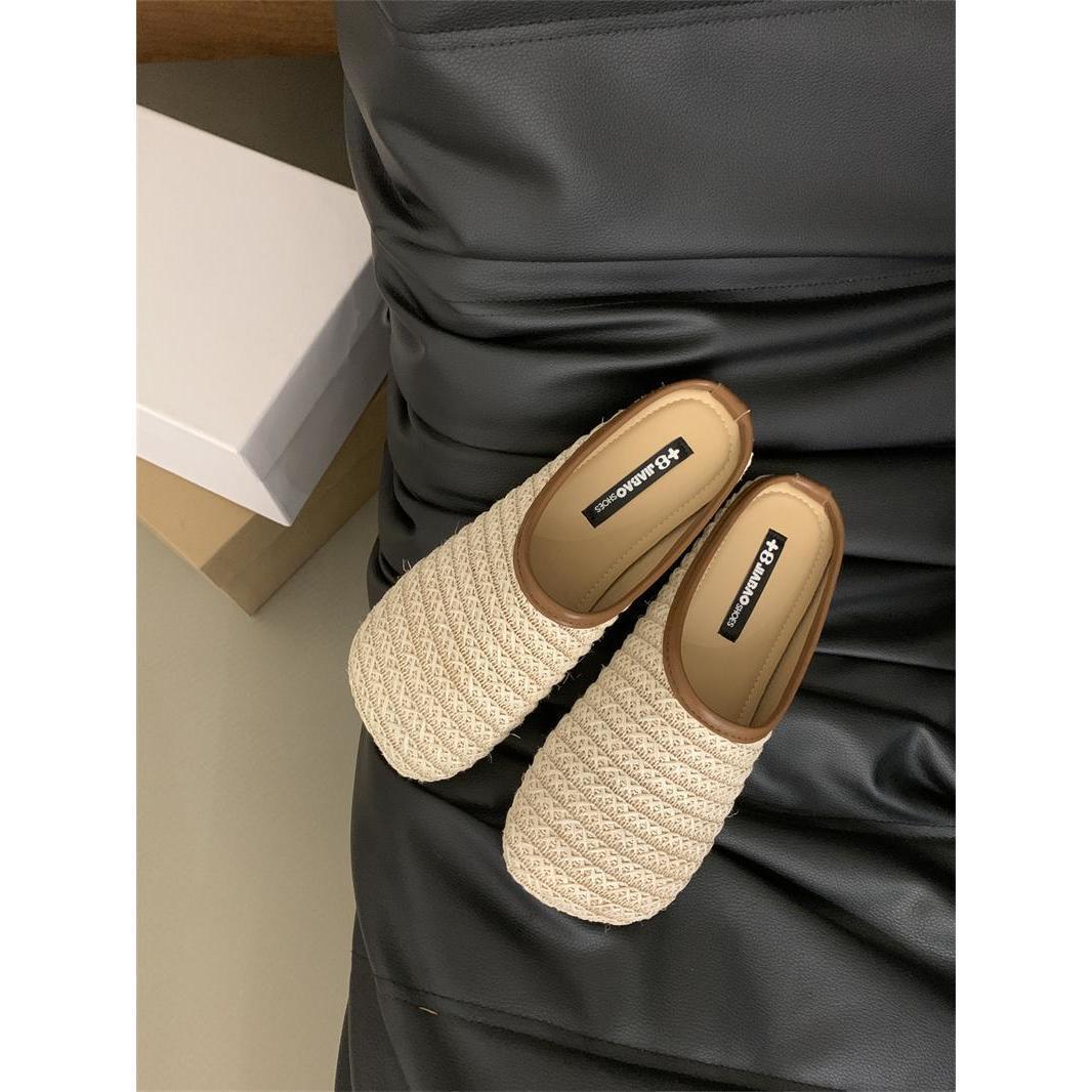 

2025 summer new woven design breathable casual versatile flat bottom fisherman women s cool slippers women s half slippers 40