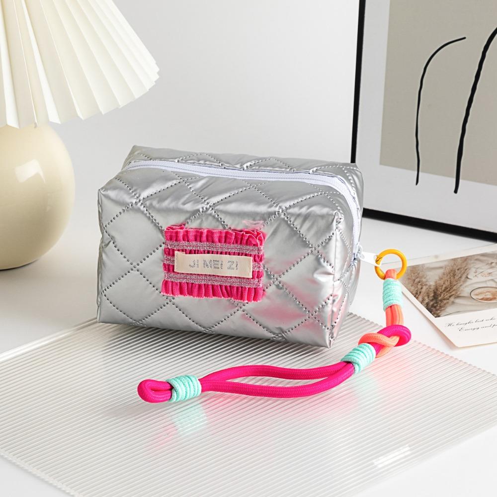 

New Love Bow Quilted Makeup Bag Multifunctional Large Capacity Cosmetic Organizer Waterproof Pen Bag Travel