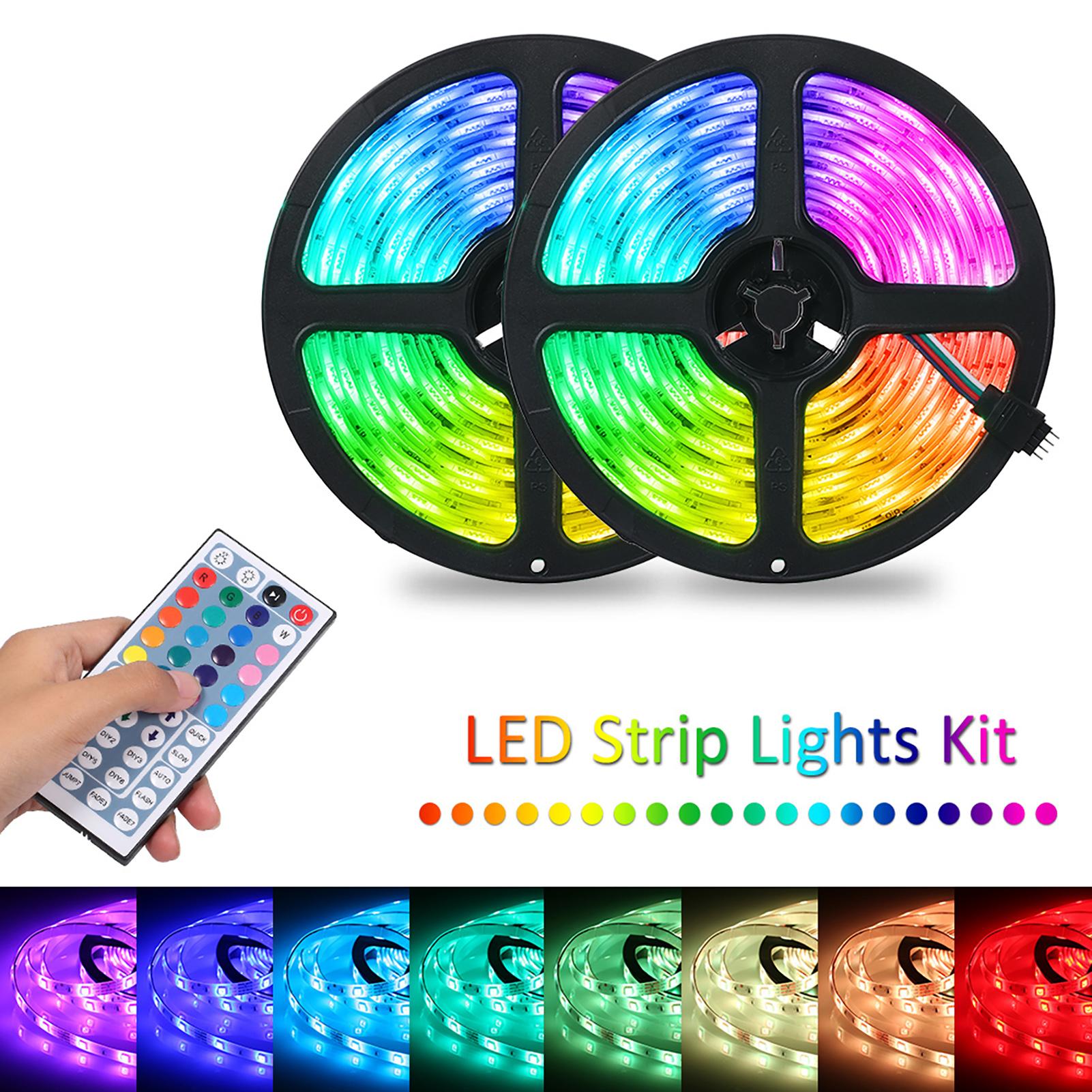 

Tomshine 2x5m 300 светодиодов RGB Strip Lights Kit с 44 клавишами ИК-пульта дистанционного управления с регулируемой яркостью цвета UK Plug