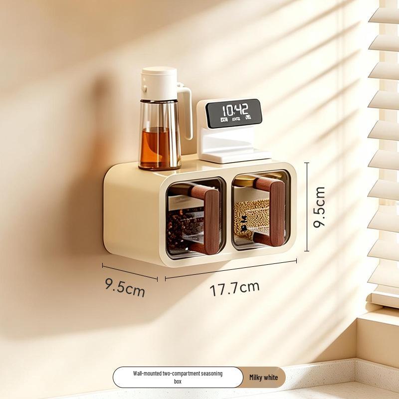 Wall-Mounted Moisture-Proof Kitchen Seasoning Storage Box and Rack