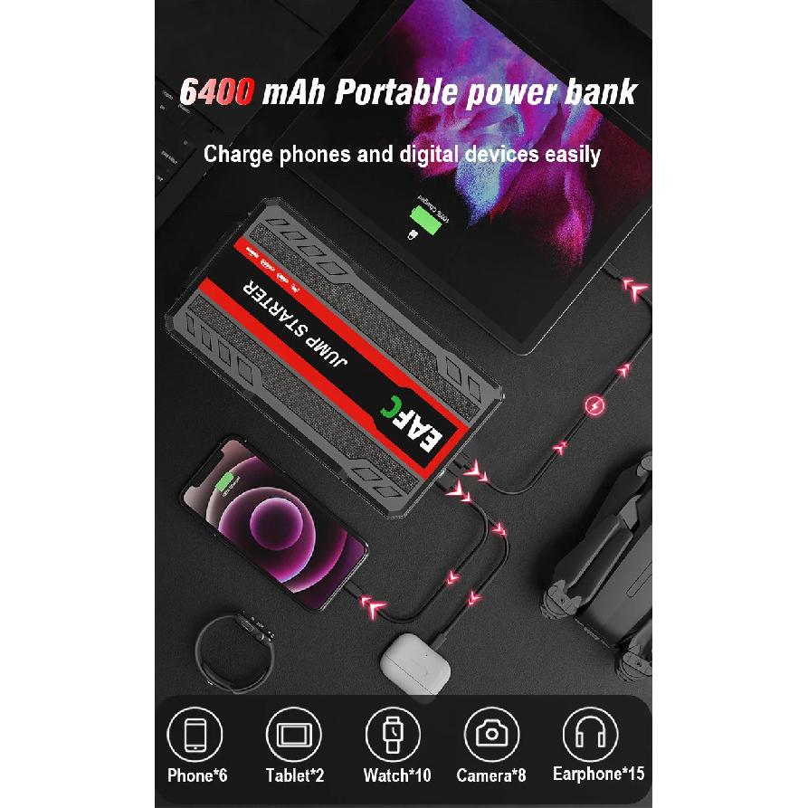 4000A/2000A/600A Portable Car Jump Starter PowerBank Booster Charger 12V Starting Device Petrol Diesel Car Booster JumpStarter