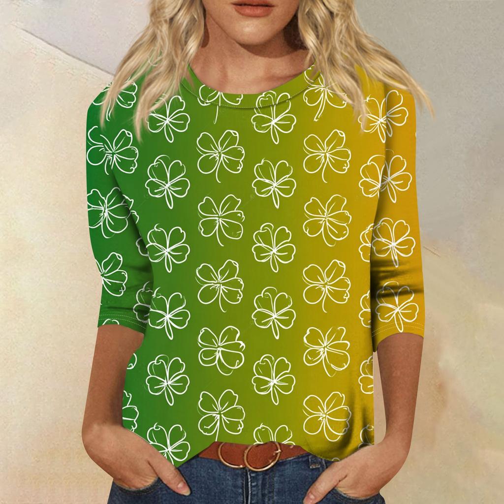 Dámský módní ležérní svetr s kulatým výstřihem a tříčtvrtečním rukávem s potiskem Saint Pao