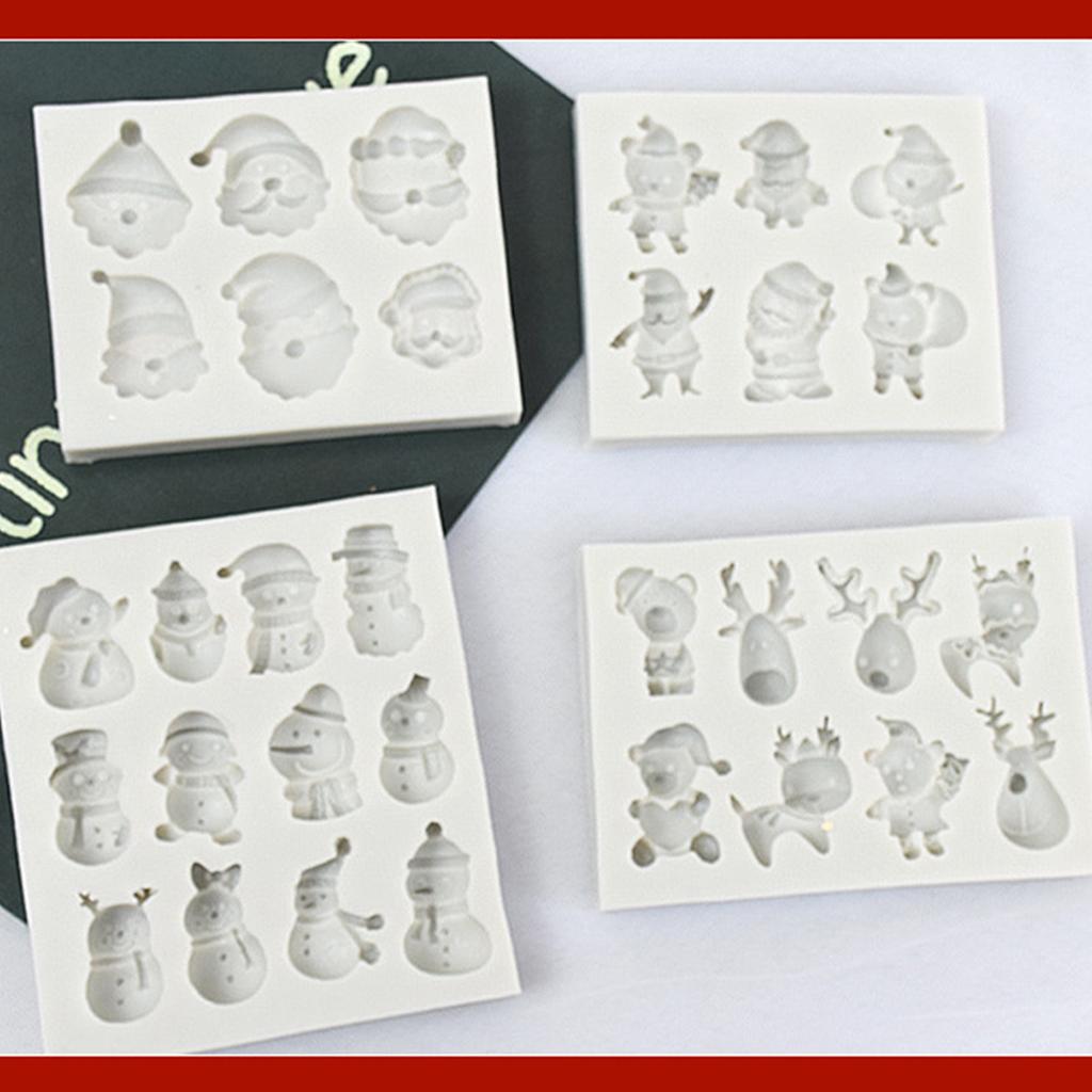 4 stk Julenisse Elg Snømenn Silikonform Fondant Sjokoladeform DIY Julekake Dessertform Bake DIY Forsyninger