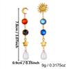 Gold Color Sun Moon Colorful Cubic Zirconia Pearl Tassel Earrings for Women Stainless Steel Long Dangle Party Jewelry Gifts Set