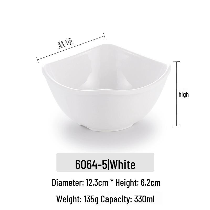Melamine Imitation Porcelain Square Bowl – Plastic Soup, Dessert, BBQ, Bibimbap, Small Dish for Fast Food.