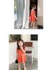 2025 Sommer Mädchen Orange Prinzessinnenkleid - Kurzärmlig, Einfarbig, Koreanischer Stil