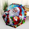1pc Stained Glass Holly Berries Design Automatic Opening Folding Umbrella with 8-Bone Iron Frame, Suitable for Fans, Travel, Daily Use, Festive Gift.D