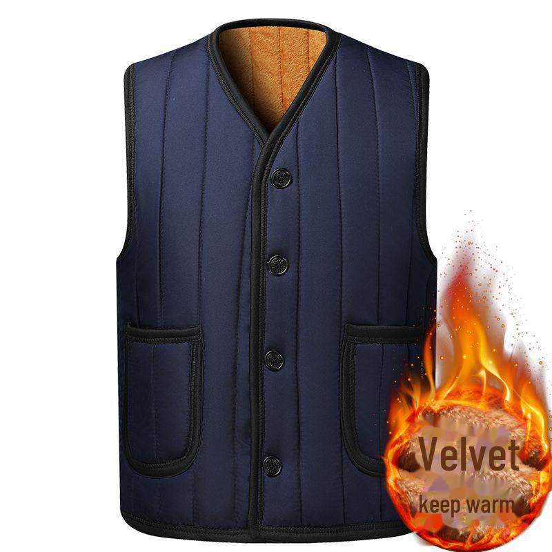 

Большой костюм для папы на шерстяной подкладке с плюшевым жилетом и толстым хлопковым жилетом для мужчин среднего и пожилого возраста XL (suggested 80-115 jin)