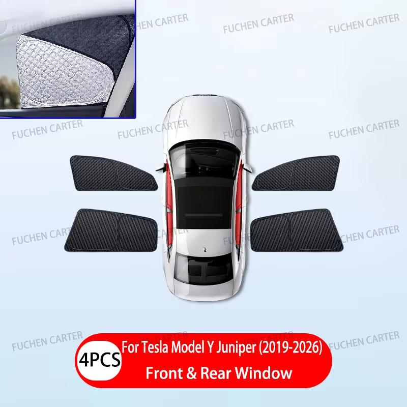 Upgraded Privacy Sunshades for Tesla Model Y / YL 2026 Side Window Windshield Blackout Sun Visor Camping Interior AccessoriesWindshield Sunshades 1