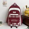 School bag Korean style forest-style elementary school backpack, high aesthetic plaid color-blocking, collegiate style, multi-compartment backpack 