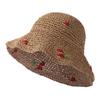 Vacation-style Cute Cherry Straw Bucket Hat - Wide Brim Sun Hat for Women - Straw Hat for Beach and Sun Protection
