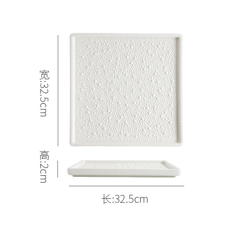 

Чисто-белая перламутровая керамическая прямоугольная тарелка для десерта, суши, стейка, плоские тарелки, креативная посуда для молекулярной кухни