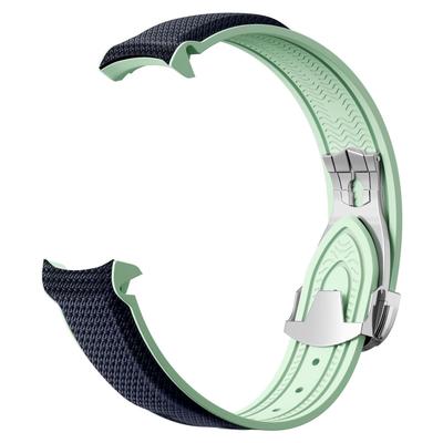 Jumpsunfun 20mm Watch Band for Omega Swatch and Silicone Watch Strap with Green X, Speedmaster, MoonSwatch, D-Buckle,
