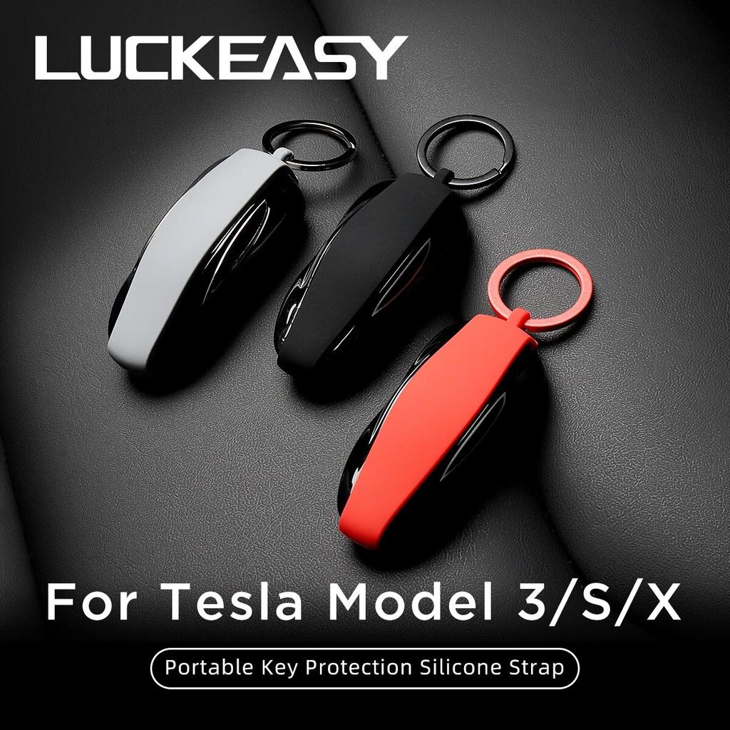 LUCKEASY for Tesla Model 3 Model S Model X 2017-2023 Beskyttende nøkkeletui Bilnøkkeletui Nøkkelhusetui Etui Deksler Tilbehør