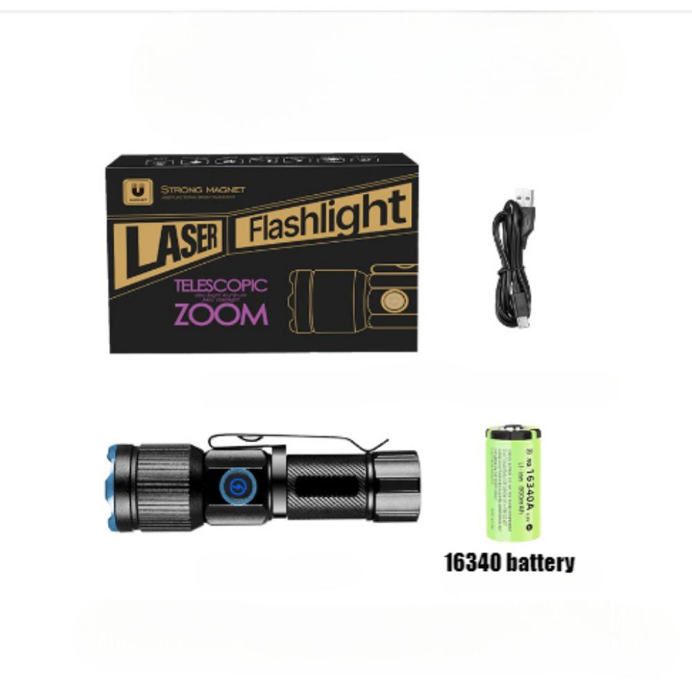 Mini Flashlight High Power Rechargeable LED Flashlight Waterpoof 16340 Battery Torch 3000LM Tactical Lantern Multi Functional Zoom Mini Flashlight