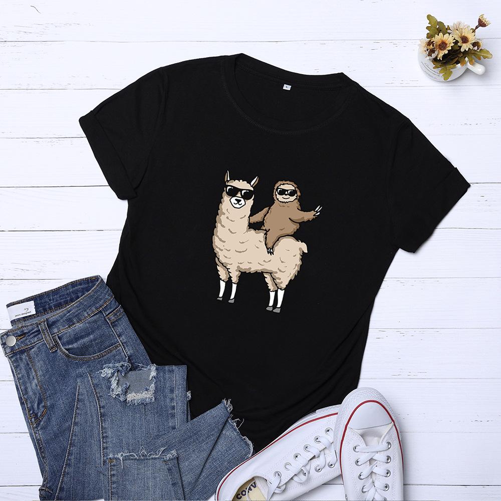 Cute Alpaca Print Harajuku T-Shirt Summer Plus Size Basic Tees Tops Women  Clothing Casual O-Neck Short Sleeve T Shirt купить недорого — выгодные  цены, бесплатная доставка, реальные отзывы с фото — Joom