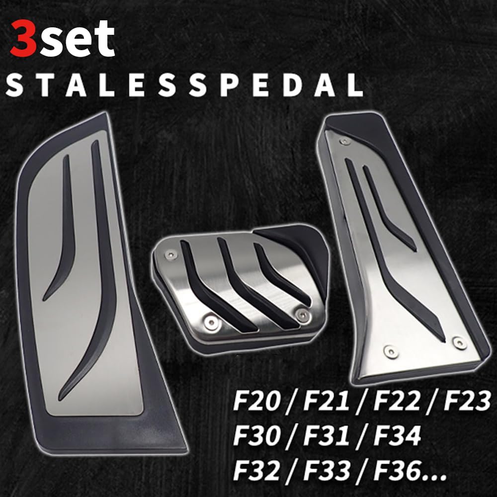 Wellvie Klassische Edelstahl-Pedalabdeckungen für Set für Enthält Gas Bremse und Auto Benutzerdefiniertes Auto Interieur Benutzerdefinierte Dekoration Einfache Installation F20,