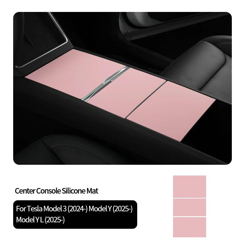 For Tesla Model Y Juniper / Model 3 Highland Car Center Console Silicone Armrest Box Pad Cover Auto Interior Tuning Accessories