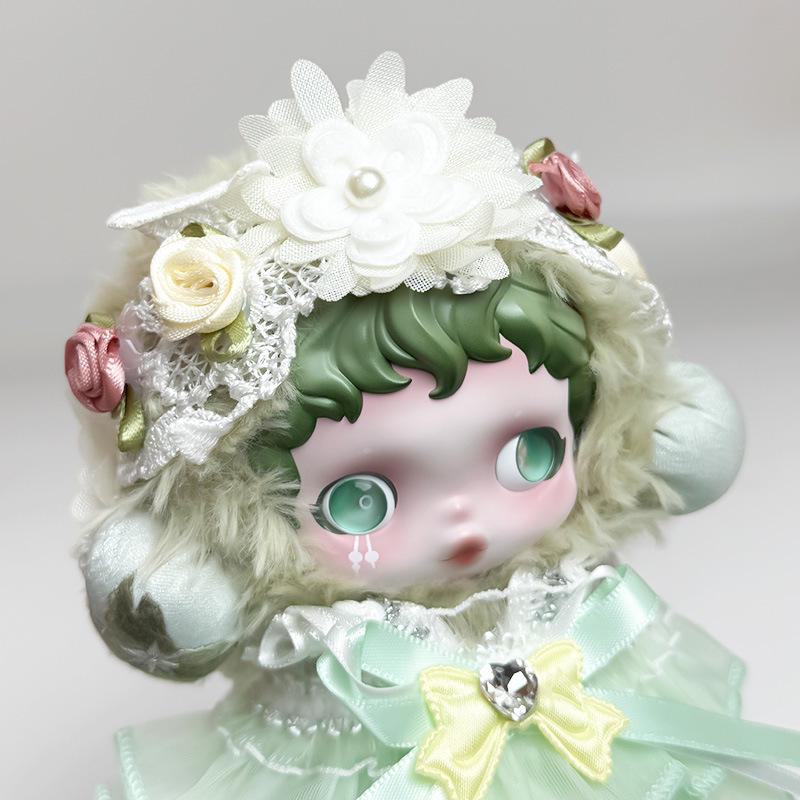 Doll Headwear and Plush Clothing Set with Garden-Themed Accessories