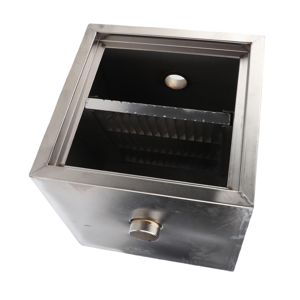 30x30x30cm Commercial Grease Trap Stainless Steel Connection Grease Interceptor for 50mm Inner Pipe