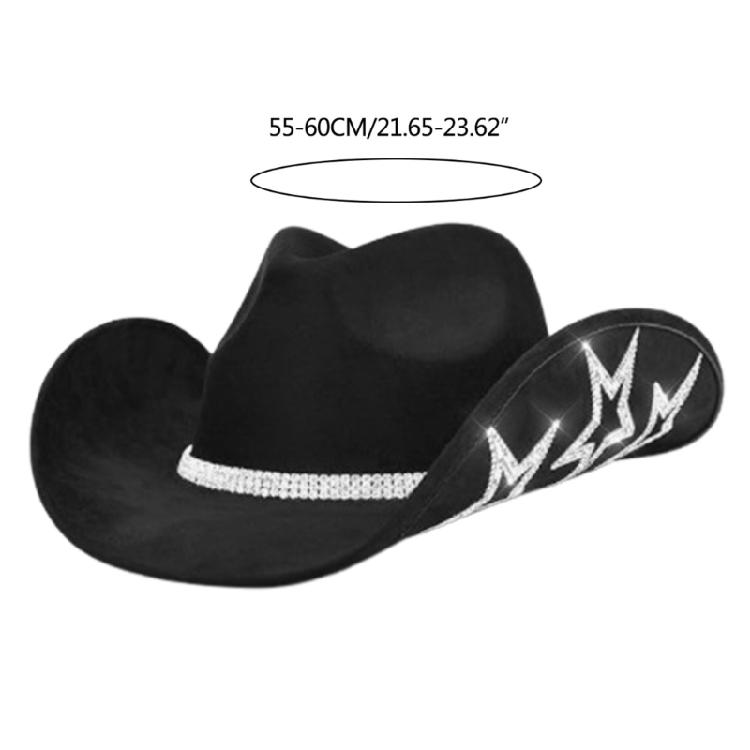 Rhinestone Woman Men Cowboy Hat for Christmas Elegant Ladies Prom Party Hat