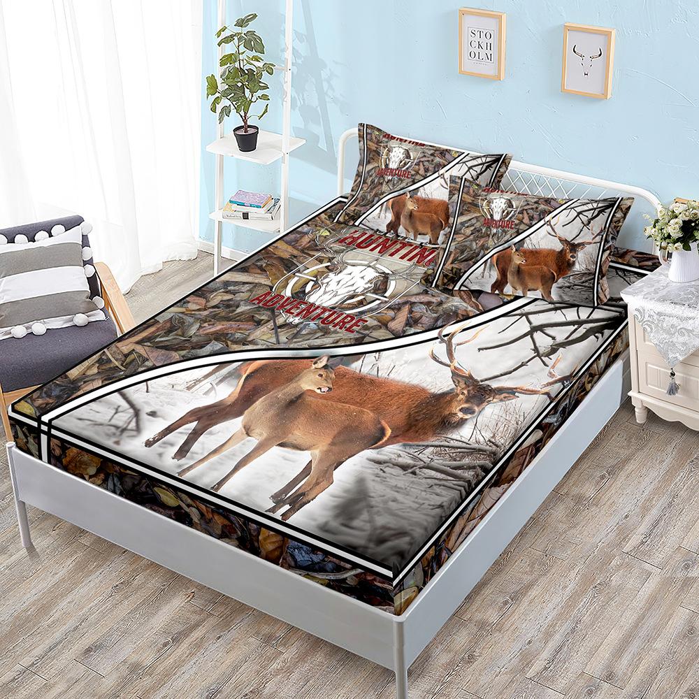 Animal Deer Kit, Mattress, Three-Piece Set, Bedspread, Pillowcase, Mattress Protective Cover, Bed Sheet All-Inclusive, Elastic