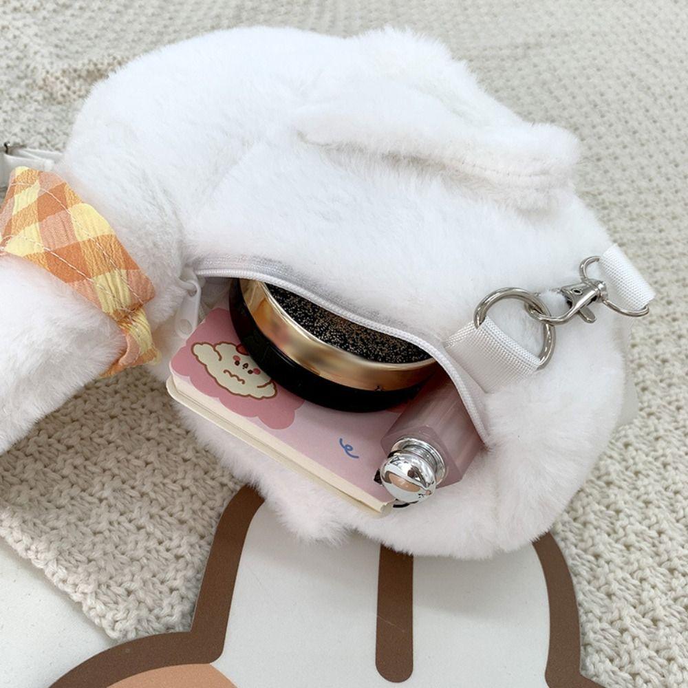 Solid Color Cute Duck Crossbody Bag Zipper Shoulder Bags Casual Big Goose Plush Bag  Streetwear