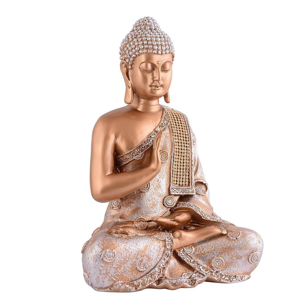 Peça de Exibição Samadhi Buda para Decoração de Casa e Escritório Item de Presente(11 polegadas Dourado & Prateado), Religioso
