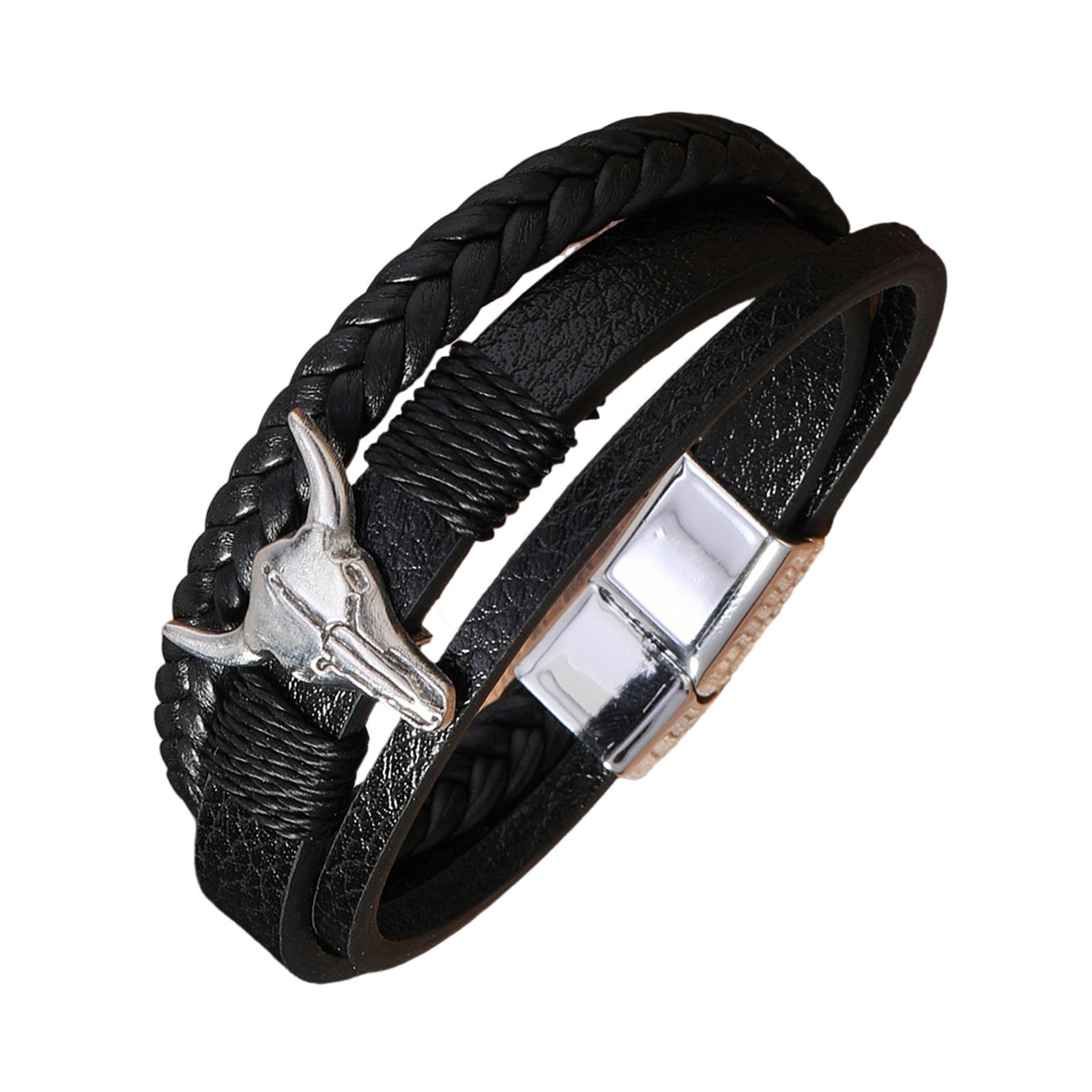 

Ретро браслет ПУ кожаный браслет ручной работы магнитная застежка браслет унисекс аксессуар для повседневной или формальной одежды 1