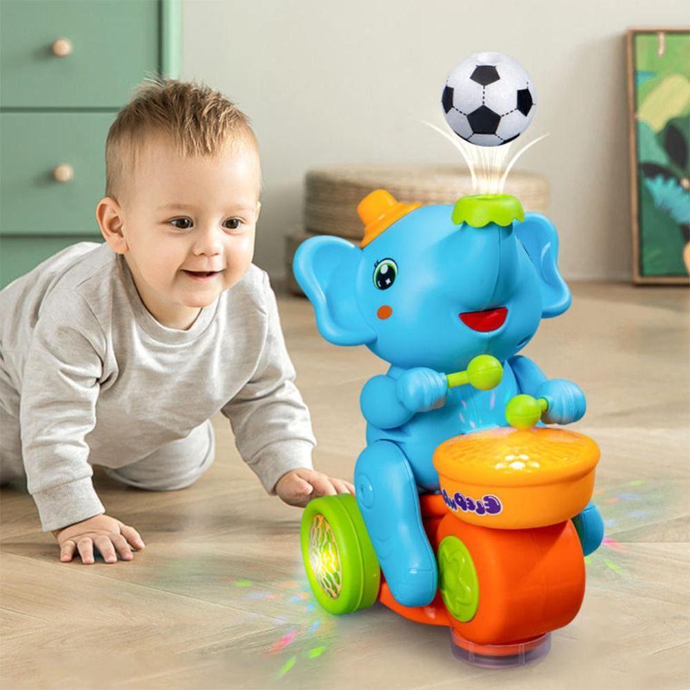 

Blow Ball Musical Walking Elephant LED Light Kid Musical Toy Drumming Elephant Toy Birthday Gift синий