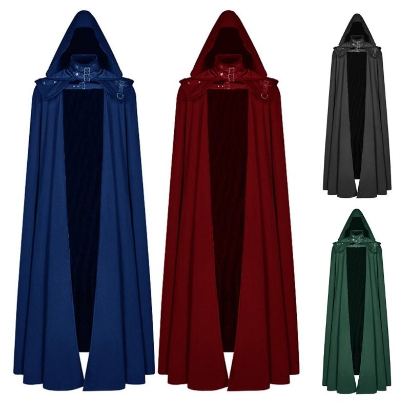 Floor Length Halloween Cosplays Costume Cape Wizard Witch Mantle Outfit Fancy Dress Up Gown Party Dress Cloak for Adults