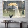 Ghostly Rain Whimsical Art Tapestry Perfect for Unique Cozy Charming Home Decor with Playful Vibes