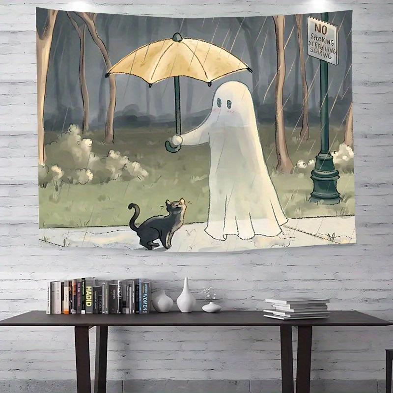 Ghostly Rain Whimsical Art Tapestry  Perfect for Unique Cozy  Charming Home Decor with Playful Vibes 74x94cm(29x37in)