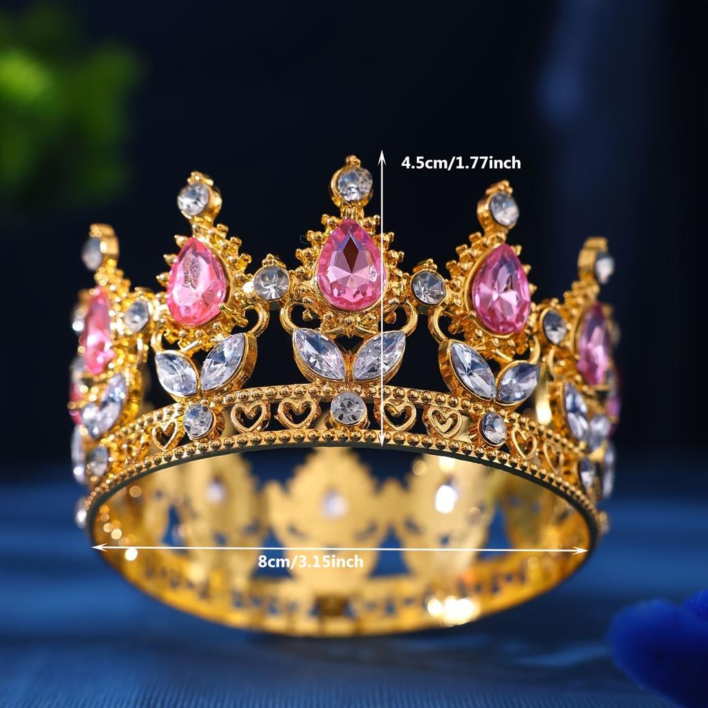 Tiaras y Coronas Redondas de Cristal Barroco Diadema con Pedrería Corona de Baile Corona Accesorios para el Cabello de Boda Joyería Corona