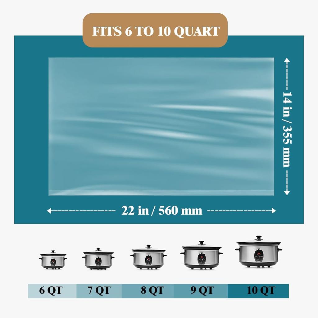 Slow Cooker Liners, 20-Pack Cooking BagsOversized Disposable Pot Liner Plastic Bags, Fits 6QT to 10QTFor Slow Cooker Cooking Tray, 14-Inch x 22-Inch,