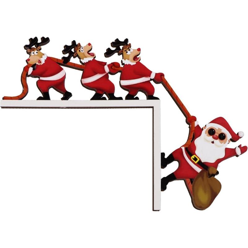 1PC Christmas Wooden Door Frame Decoration Creative Corner Door Frame Decoration Dwarf Santa Claus Pendant