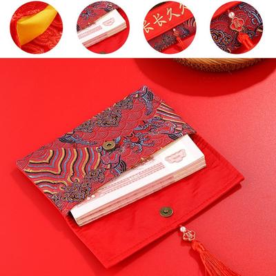 Mehrere Muster Geldtasche Langlebigkeit Schloss Design Beste Wünsche Neujahrs Segen Tasche Stickerei HongBao Brokat Roter Umschlag