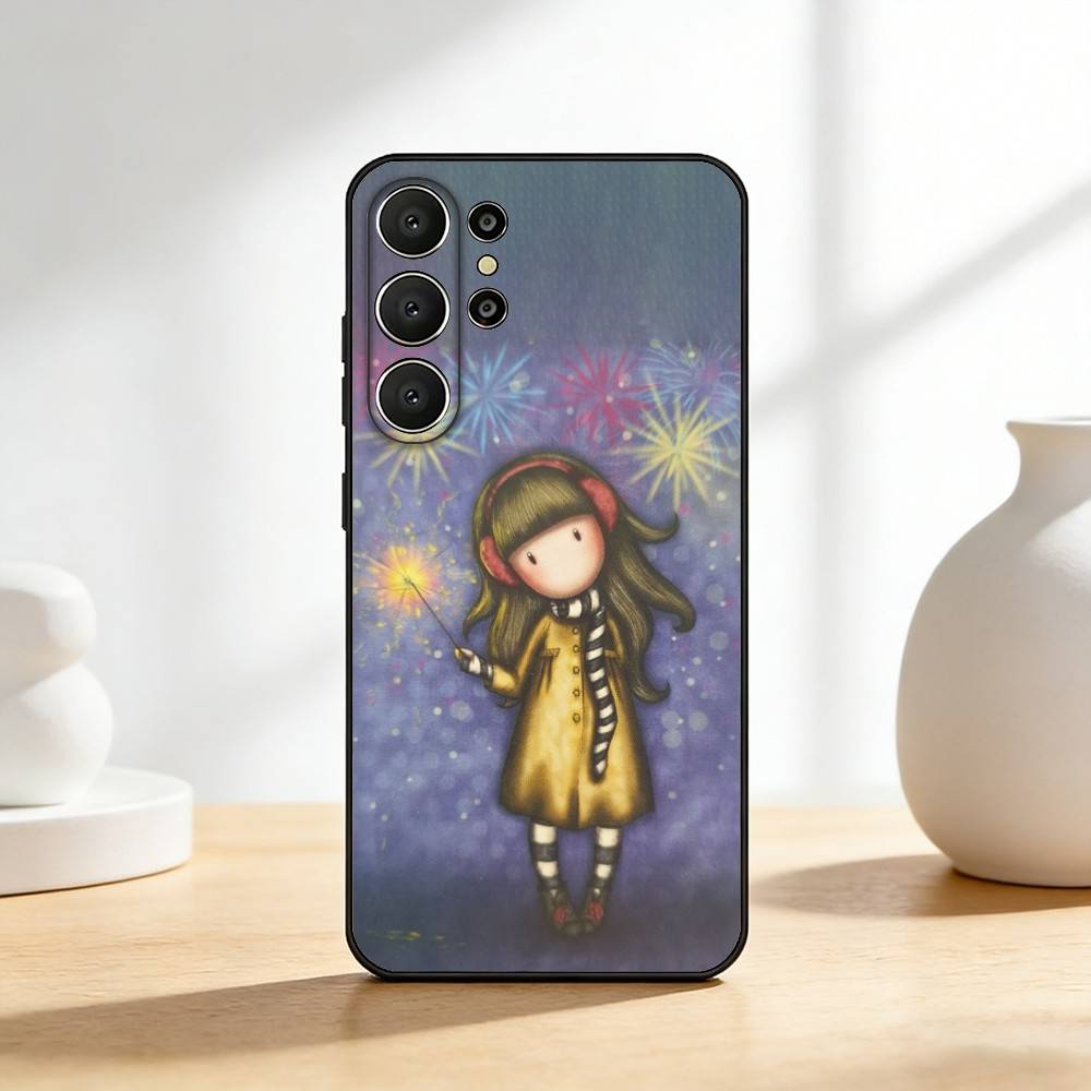 CUTE S-Santoro G-Gorjuss Series Phone Case For Samsung S26,S25,24,23,22,30,21,10,9,Ultra,Plus,Lite,FE Soft Black Case