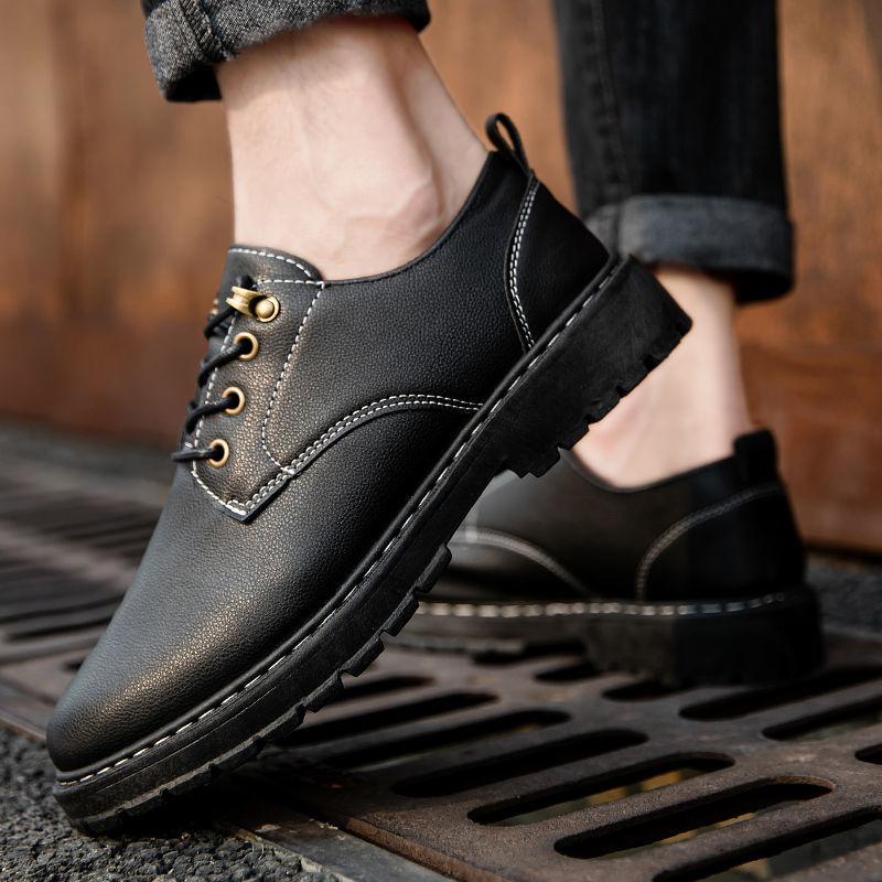 Round Toe Lace-up Platform Men's Leather Shoes in Promotion 2025 Trend Low Price Social Designer New in Male Casual Shoe